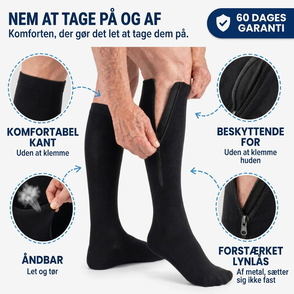 Kompressionsstrømper med lynlås