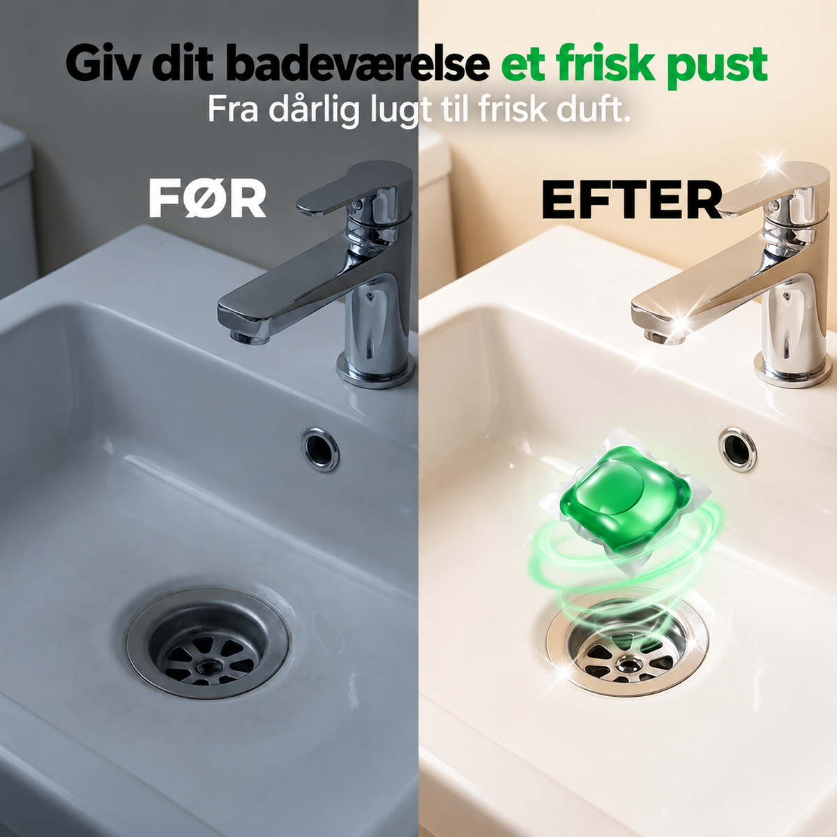 Lugtfjernende afløbskapsler